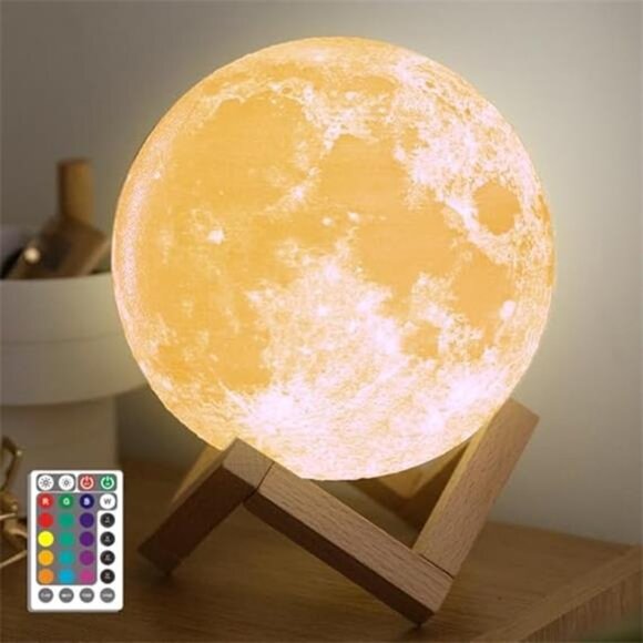 Moon Lamp for Kids, 4.7 Inch, Moon Night Light, 16 Color 3D Led Ball, Star - Picture 7 of 7